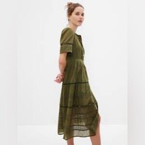 GAP Olive Midi Dress with Lace Detail, size XL